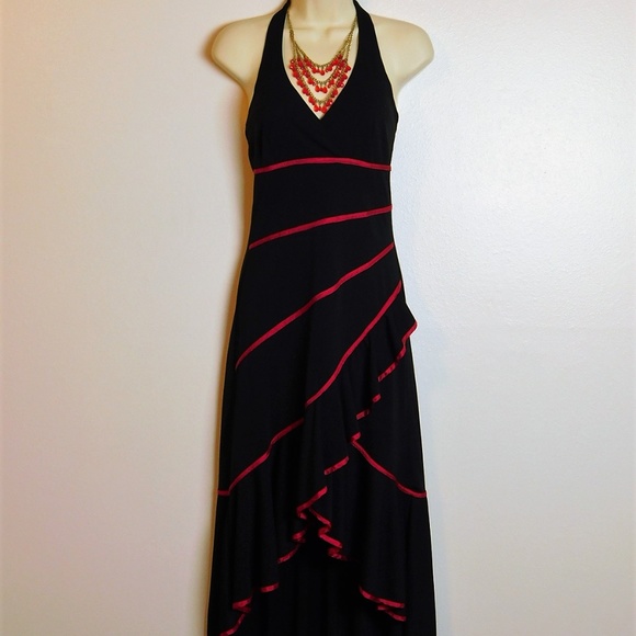 red halter dress midi